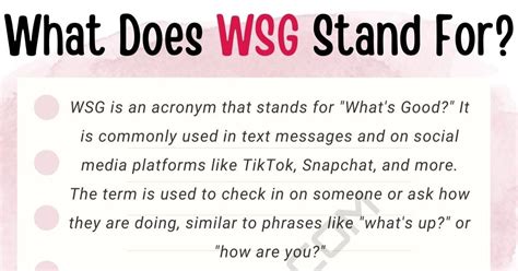 wsg meaning in text|WSG Meaning in Text, and How to Use It in Text。